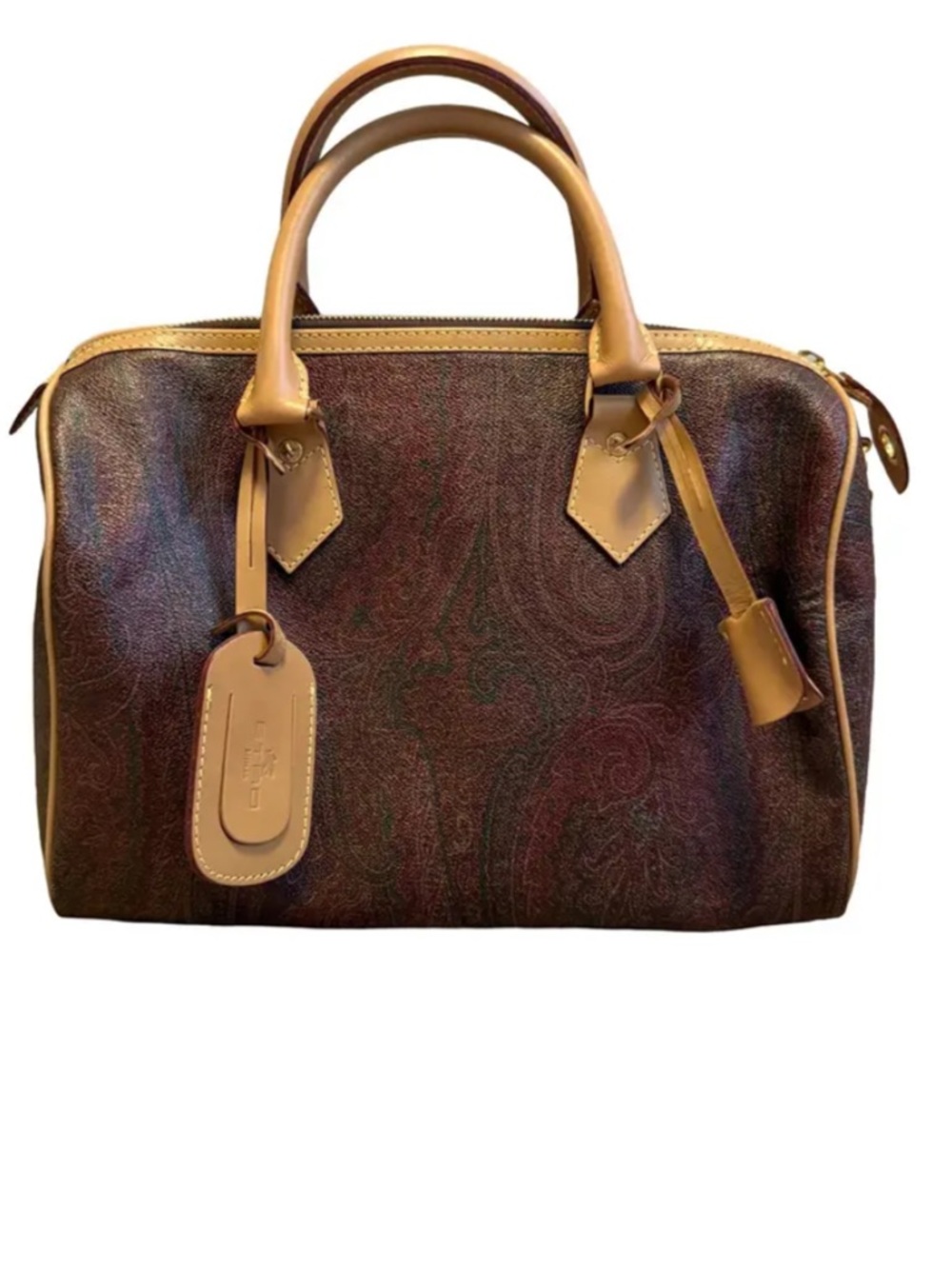 SOLD!!! Etro Brown Paisley Leather Satchel with Tan Trim EUC (900-1500 value) - Picture 9 of 17